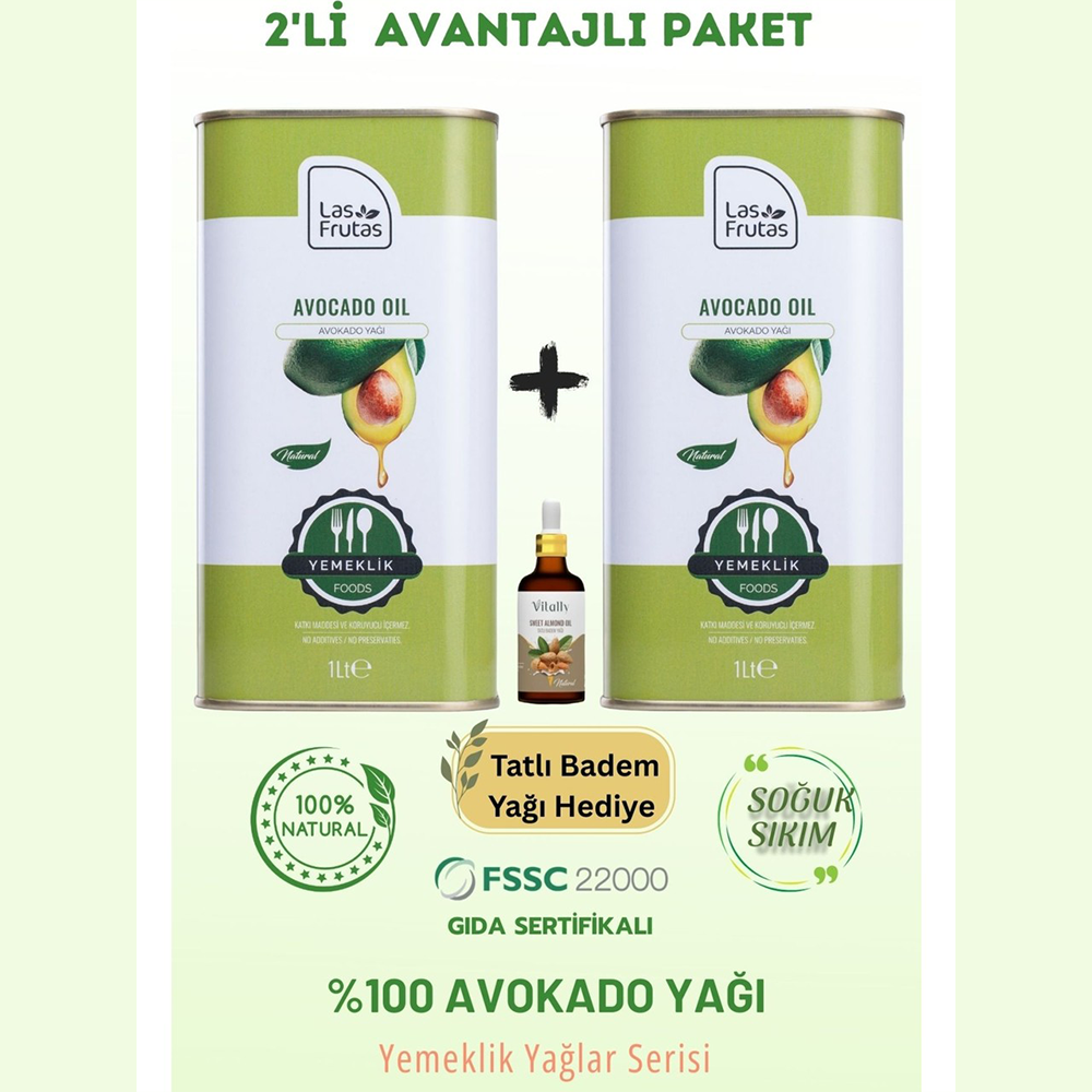 Yemeklik Avokado Yağı 1 Litre 2'li