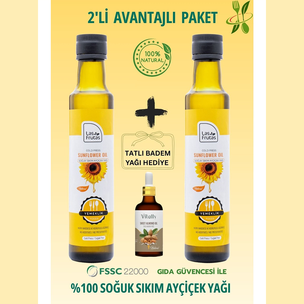 Soğuk Sıkım Ayçiçek Yağı 250 ml 2’li