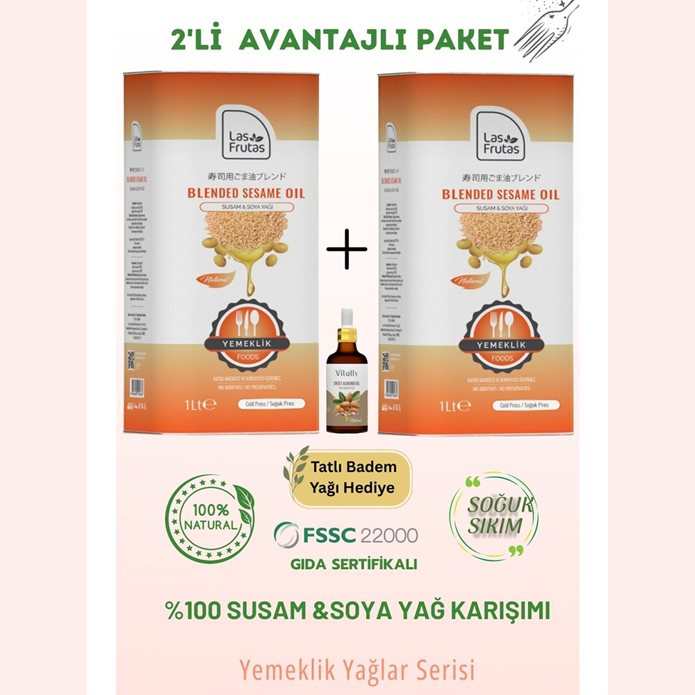 Yemeklik Susam & Soya Bitkisel Yağ Karışımı 1 Litre 2'li