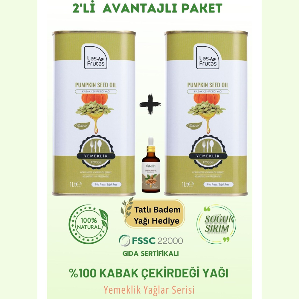 Yemeklik Kabak Çekirdeği Yağı 1 Litre 2’li