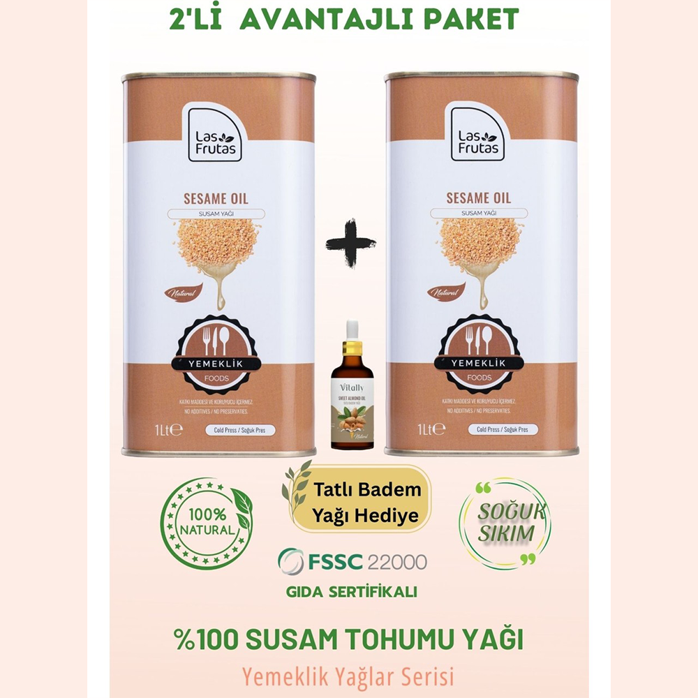 Yemeklik Susam Tohumu Yağı 1 Litre 2’li